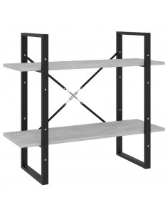 Libreria 2 Ripiani Grigio Cemento 80x30x70 cm Legno Multistrato 2