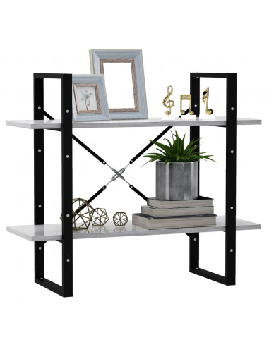 Libreria 2 Ripiani Grigio Cemento 80x30x70 cm Legno Multistrato