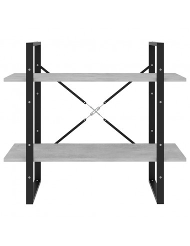 Libreria 2 Ripiani Grigio Cemento 80x30x70 cm Legno Multistrato