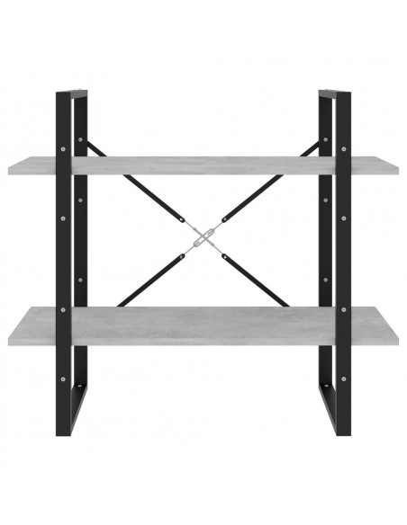 Libreria 2 Ripiani Grigio Cemento 80x30x70 cm Legno Multistrato