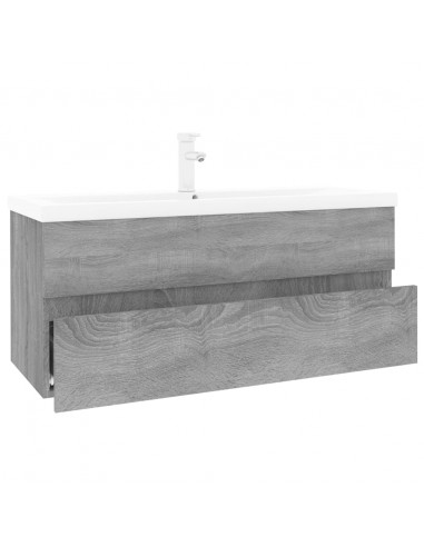 Mobile Bagno e Lavabo Integrato Grigio Sonoma Legno Multistrato