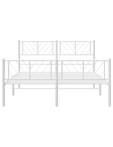 Giroletto con Testiera e Pediera Metallo Bianco 150x200 cm