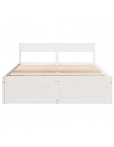 Giroletto con Cassetti Bianco 140x200 cm Legno Massello di Pino