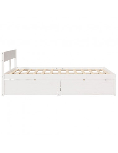 Giroletto con Cassetti Bianco 140x200 cm Legno Massello di Pino