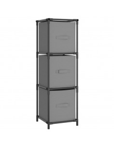 Armadietto con 3 Cassetti in Tessuto Grigio 34x34x101cm Acciaio 2