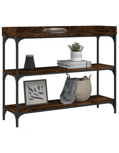 Tavolino Consolle con Ripiani Rovere Fumo 100x30x80 cm