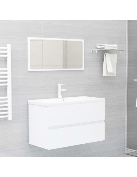 Mobile con Lavabo Integrato Bianco in Legno Multistrato