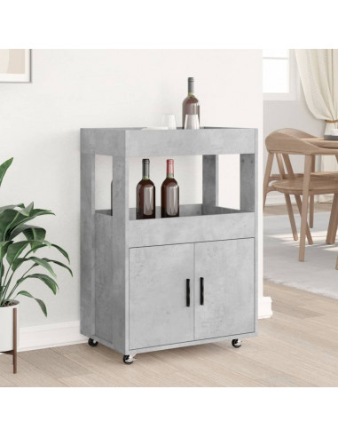 Carrello Bar Grigio Cemento 60x39,5x89 cm in Legno Multistrato