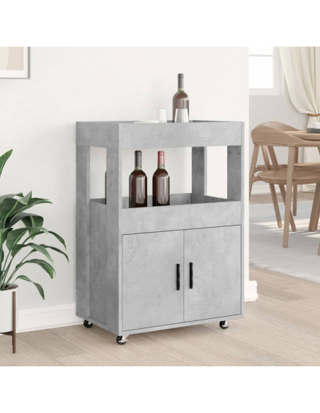 Carrello Bar Grigio Cemento 60x39,5x89 cm in Legno Multistrato