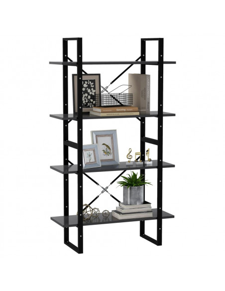 Libreria a 4 Ripiani Grigia 80x30x140 cm in Legno Multistrato
