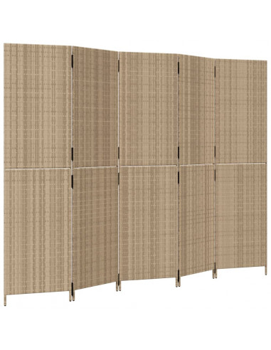 Divisorio per Ambienti a 5 Pannelli Beige in Polyrattan