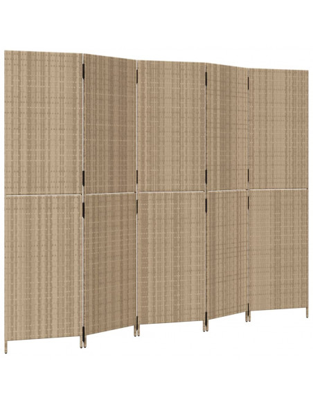 Divisorio per Ambienti a 5 Pannelli Beige in Polyrattan