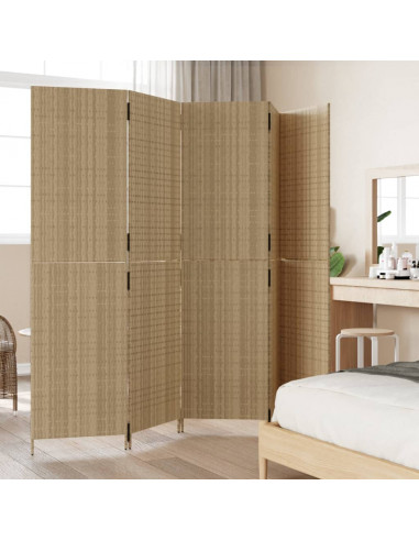 Divisorio per Ambienti a 5 Pannelli Beige in Polyrattan