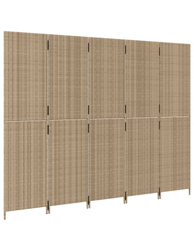 Divisorio per Ambienti a 5 Pannelli Beige in Polyrattan
