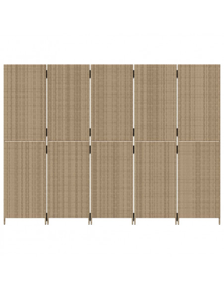 Divisorio per Ambienti a 5 Pannelli Beige in Polyrattan