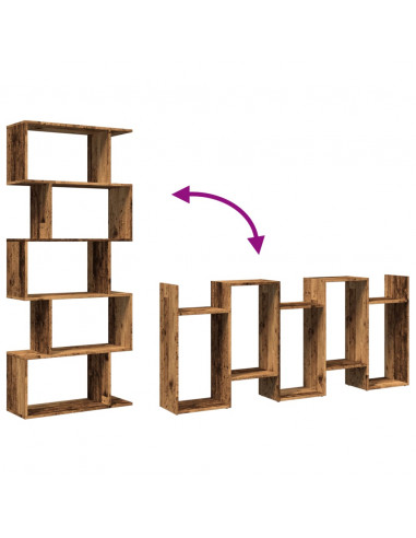 Libreria Divisorio 5Ripiani Legno Antico 70x24x161cm Truciolato