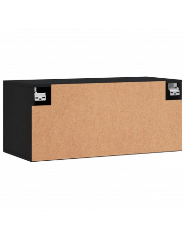 Mobile a Parete Nero 80x36,5x35 cm in Legno Multistrato