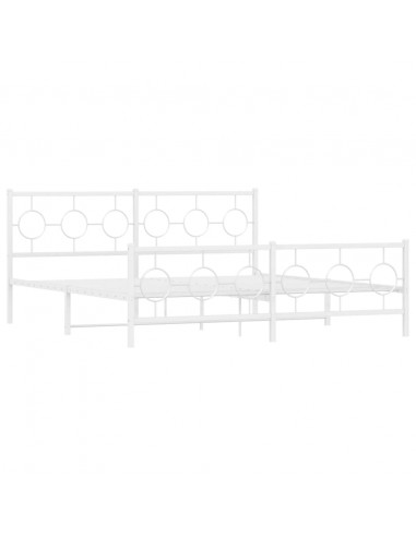 Giroletto con Testiera e Pediera Metallo Bianco 180x200 cm