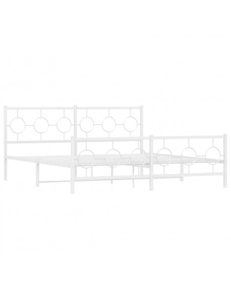 Giroletto con Testiera e Pediera Metallo Bianco 180x200 cm