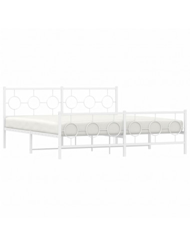 Giroletto con Testiera e Pediera Metallo Bianco 180x200 cm