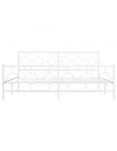 Giroletto con Testiera e Pediera Metallo Bianco 180x200 cm