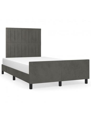 Giroletto con Testiera Grigio Scuro 120x190 cm in Velluto