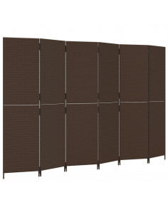 Divisorio per Ambienti a 6 Pannelli Marrone in Polyrattan 2