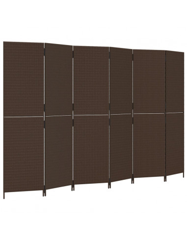 Divisorio per Ambienti a 6 Pannelli Marrone in Polyrattan