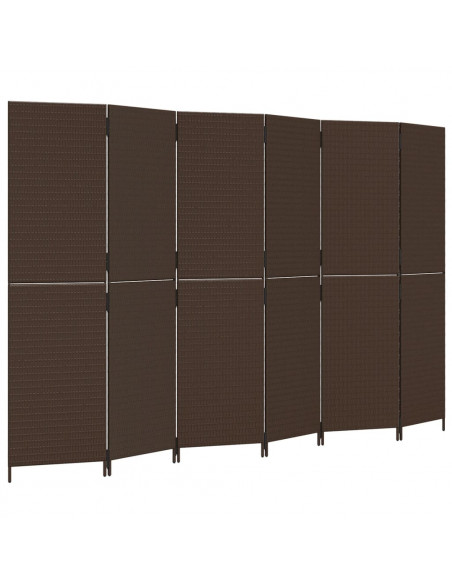 Divisorio per Ambienti a 6 Pannelli Marrone in Polyrattan