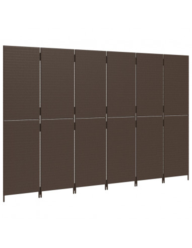 Divisorio per Ambienti a 6 Pannelli Marrone in Polyrattan