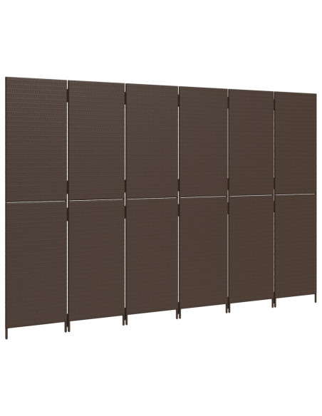 Divisorio per Ambienti a 6 Pannelli Marrone in Polyrattan