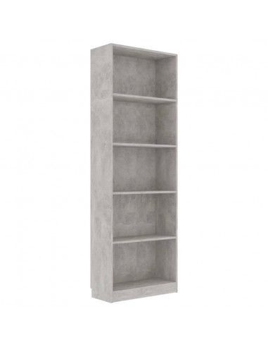 Libreria 5 Ripiani Grigio Cemento 60x24x175cm Legno Multistrato