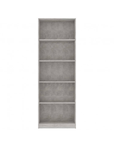Libreria 5 Ripiani Grigio Cemento 60x24x175cm Legno Multistrato