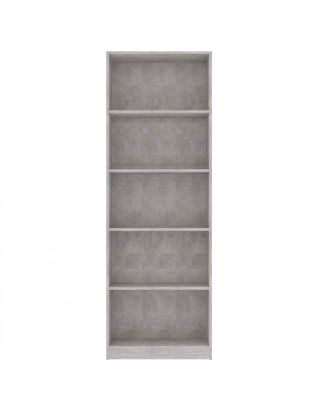 Libreria 5 Ripiani Grigio Cemento 60x24x175cm Legno Multistrato