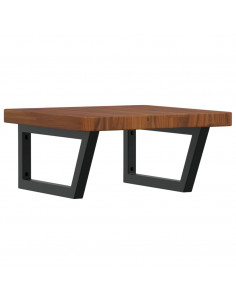 Ripiano a Parete per Lavabo in Acciaio e Massello di Rovere 2