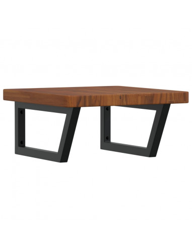 Ripiano a Parete per Lavabo in Acciaio e Massello di Rovere