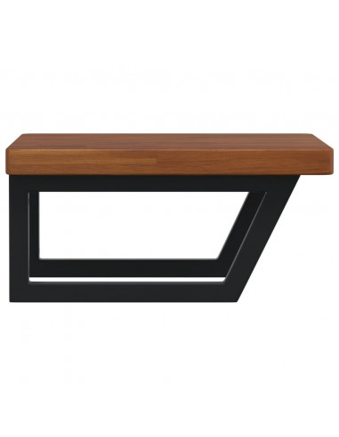 Ripiano a Parete per Lavabo in Acciaio e Massello di Rovere