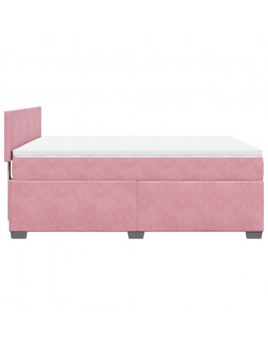 Giroletto a Molle con Materasso Rosa 160x200 cm in Velluto