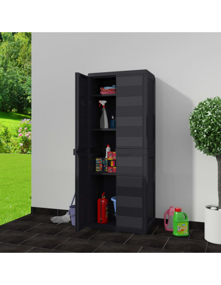 Armadietto da Giardino a 3 Ripiani Nero