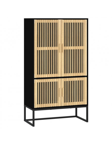 Credenza Nera 70x35x125 cm in Legno Multistrato