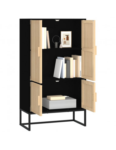 Credenza Nera 70x35x125 cm in Legno Multistrato