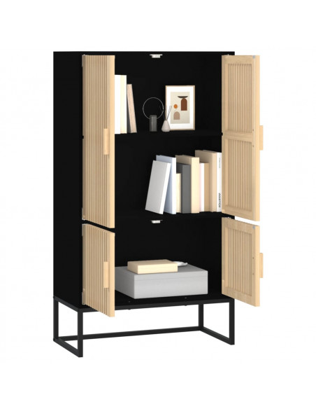 Credenza Nera 70x35x125 cm in Legno Multistrato
