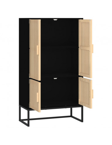 Credenza Nera 70x35x125 cm in Legno Multistrato