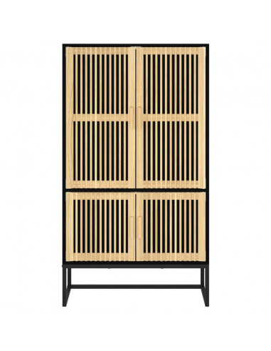 Credenza Nera 70x35x125 cm in Legno Multistrato