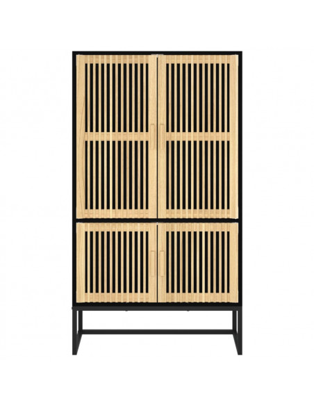 Credenza Nera 70x35x125 cm in Legno Multistrato