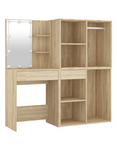 Toeletta LED con 2 Armadietti Legno Multistrato Rovere Sonoma 2