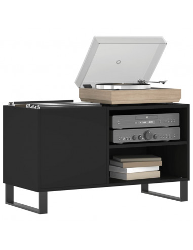 Mobile Porta Dischi Nero 85x38x48 cm in Legno Multistrato