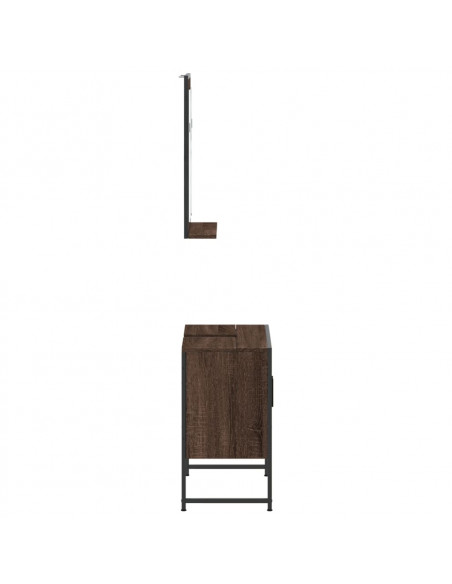 Set Mobili da Bagno 2 pz Rovere Marrone in Legno Multistrato