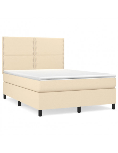 Giroletto a Molle con Materasso Crema 140x19 cm in Tessuto