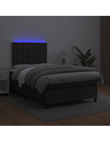 Letto a Molle con Materasso e LED Nero 120x190 cm in Similpelle